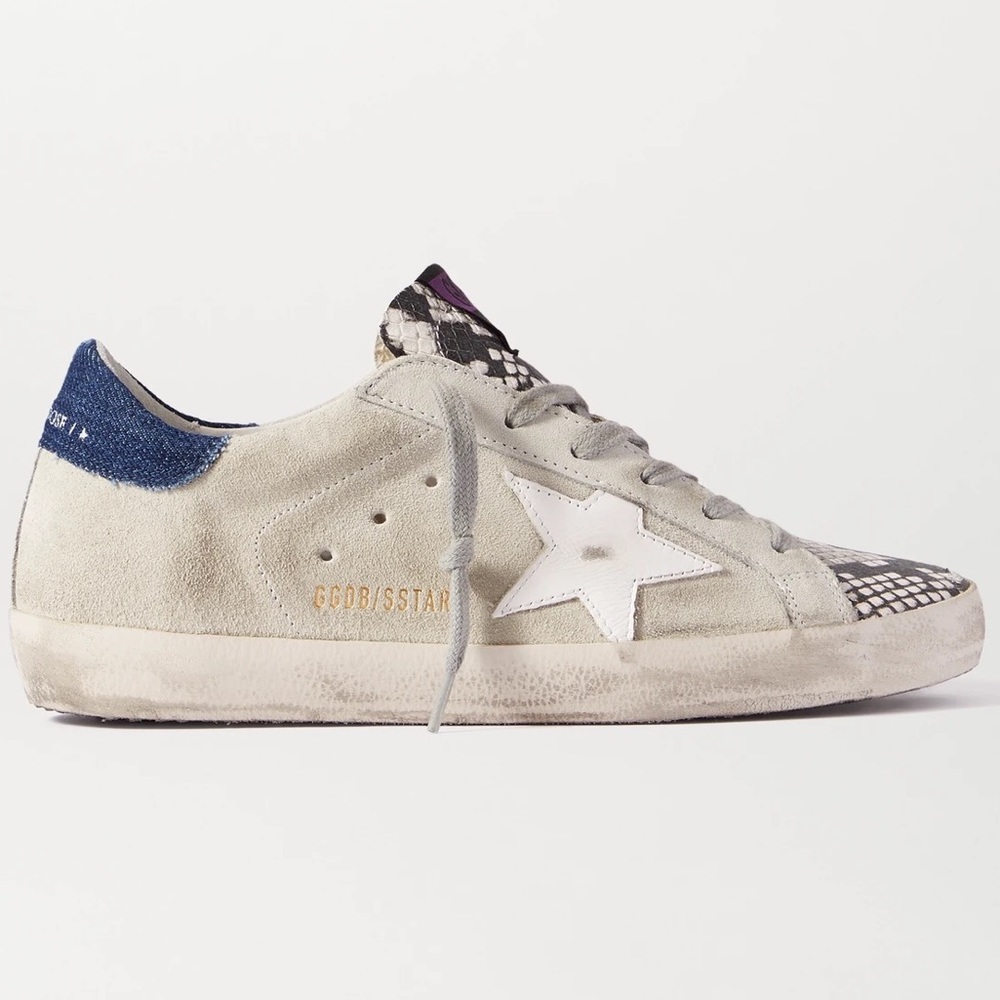 Golden Goose superstar classic snake print denim heel